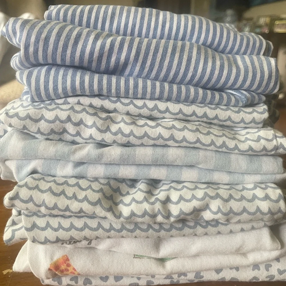 Lot Of 7 Pair Petite Plume Pajamas Blue Unisex Size 3 NYC Designer Shorts Pants - Picture 2 of 13